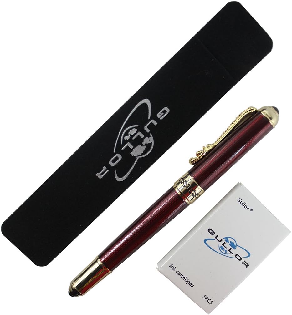 Mother of Pearl White Fountain Pen Golden Dragon Ruby Eye Noblest with Push in Style Ink Converter fontana penna rossa set - Image 4