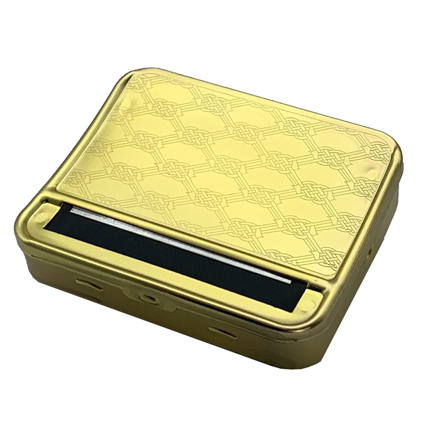 Automatic Cigarette Rolling Machine Gold 78mm Metal Rolling Box Cigarette Roller for 1.25 Rolling Papers, Manual Metal Rolling Box for Cigarette Rolling and Stroage.…
