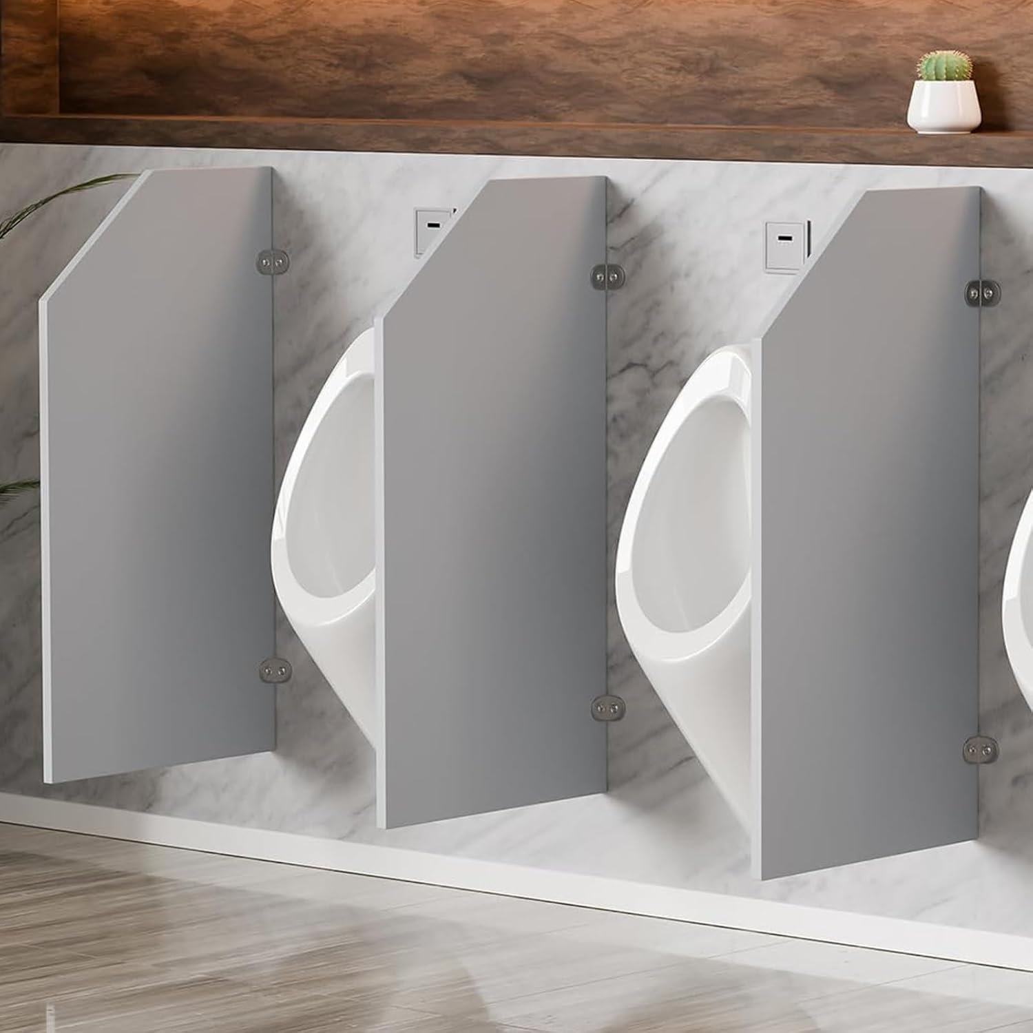 Wall-Mounted Urinal Screen Partition for Men - 3pcs Light Gray Accessories for Schools, Shopping Malls, Public Restrooms - Durable and Easy to Install