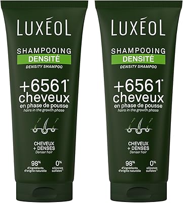 LUXEOL - Shampooing Densité - +6561 Cheveux En Phase De Pousse* - Augmente La Densité Capillaire - 98% D'Ingrédients D'Origine Naturelle - Sans Silicones - Fabriqué en France - 200 ml (Lot de 2)