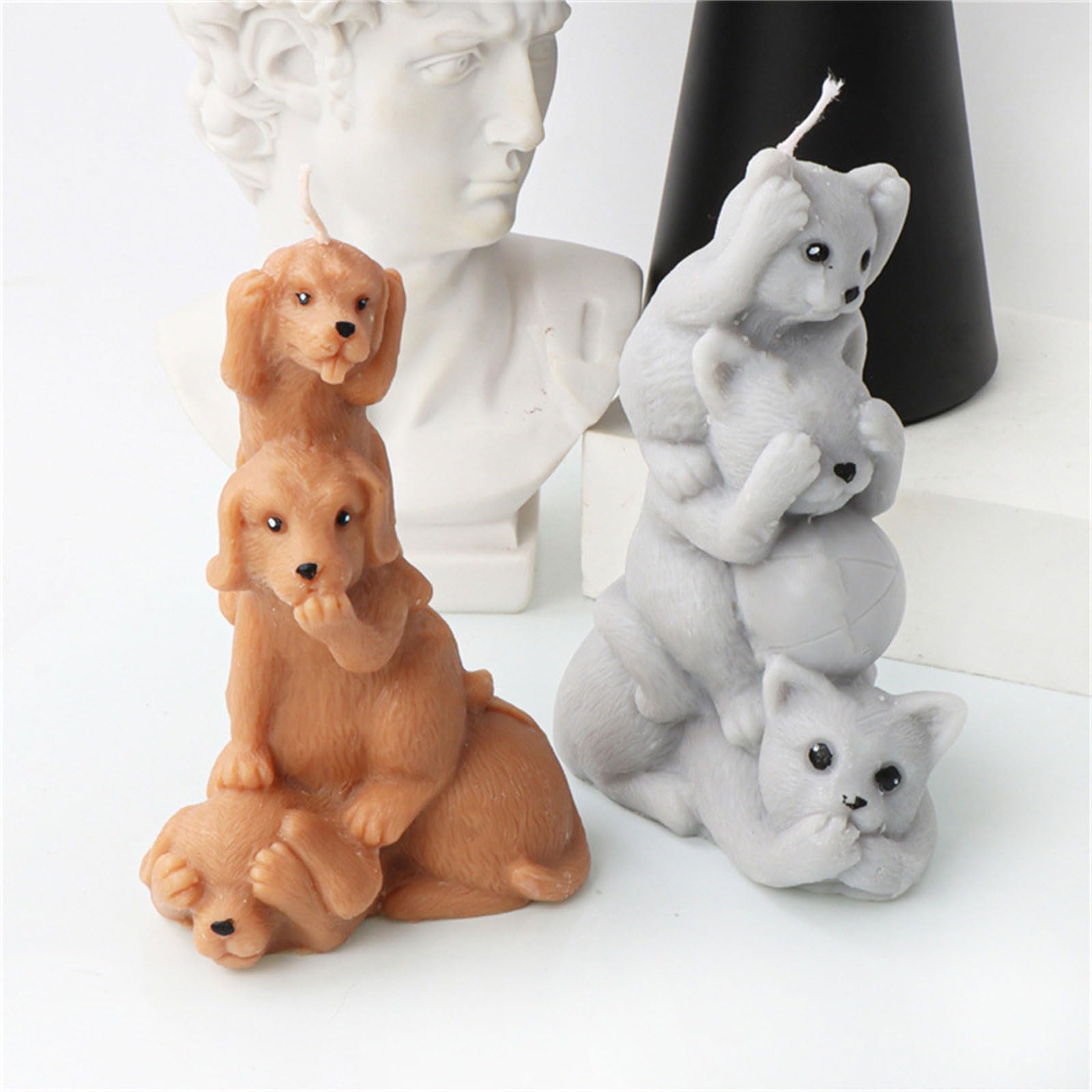 Moule à gâteau en forme d ' animal, chocolat, 3D empilé, Golden, éléphant, chaton, artisanat amusant, en résine de Silicone, moule à bougie en forme d ' animal mignon, bougie familiale, de en