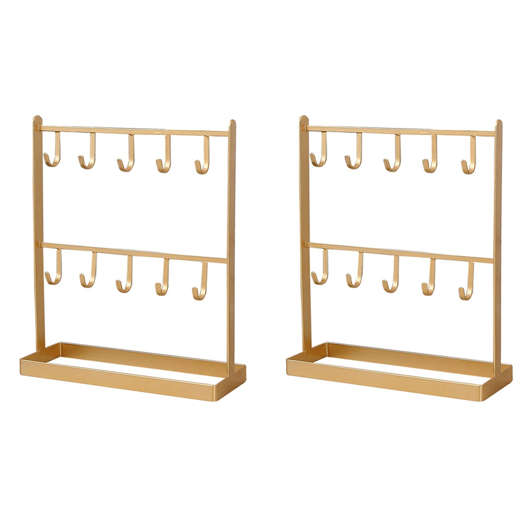 Hndhbfgrt 2X Tabletop Iron Jewelry Jewelry Earring Hanger Necklace Ring Earring Earring Shelf Display Shelf Porch Key Rack Gold