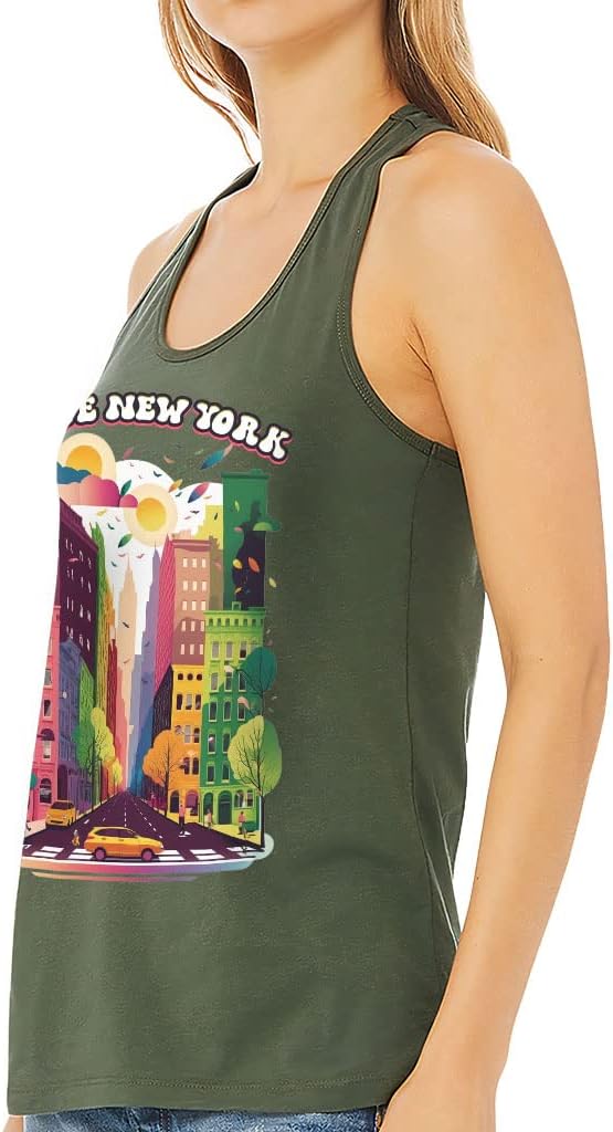 I Love New York Women's Racerback Tank - Bright Tank Top - Art Workout Tank