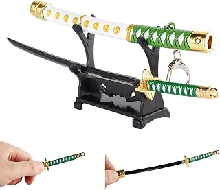 Batustou Mini Katana Keychains Tashigi Sword Metal Weapon Model with Stand Anime Figure For Men One Piece Fans Key Chain Cosplay Pendant, Multicolor, Tashigi 8.7in