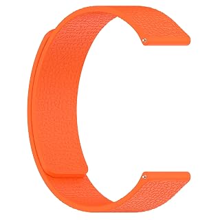 T TECLUSIVE Luxury Leather Texture Silicone Magnetic 20mm Watch Strap Compatible for Galaxy Watch 3 41mm 42mm Active 2 | Amazfit Bip GTS | Super Soft Lightweight Waterproof Band (Orange)