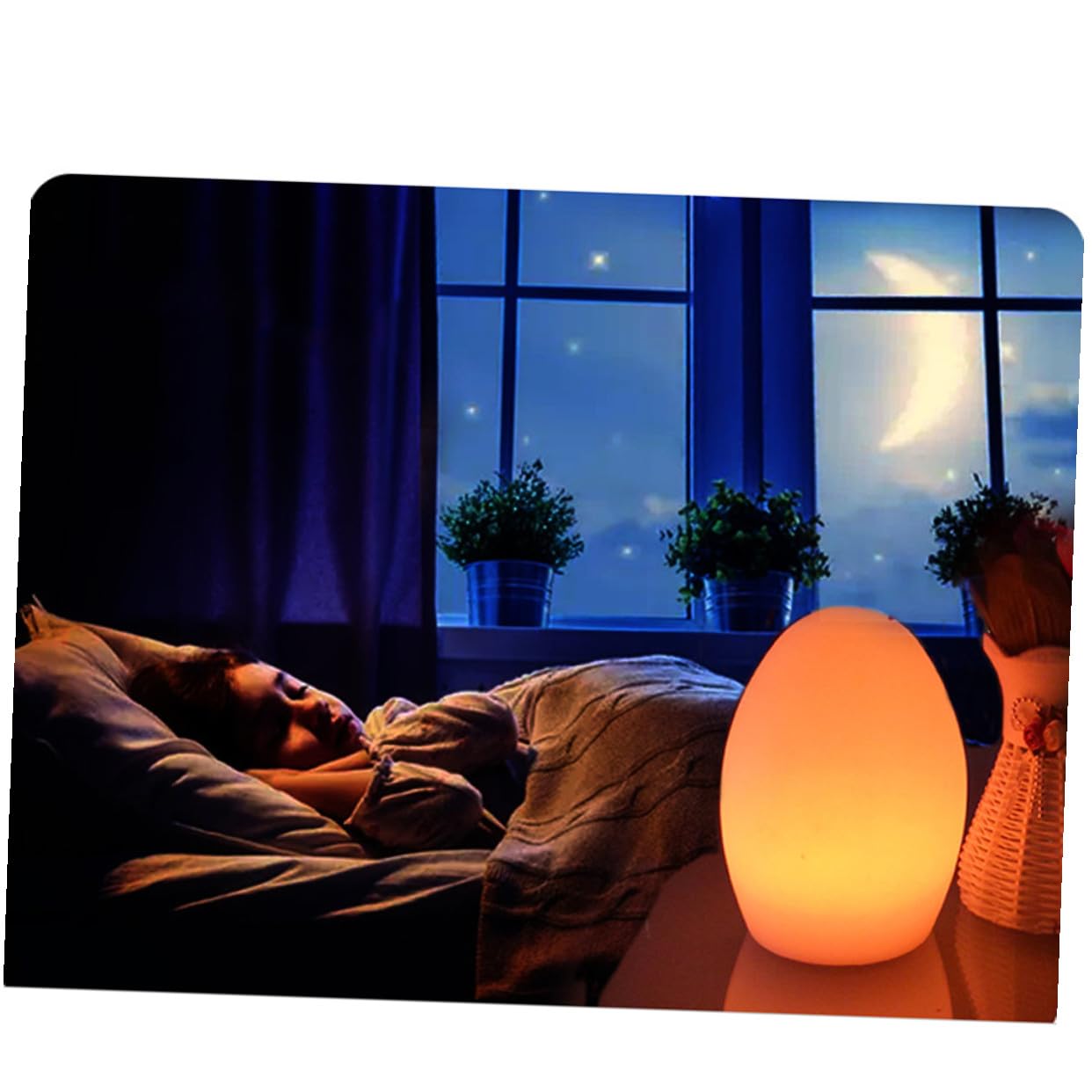 Anneome Lampada da Tavolo Ricaricabile USB a Forma di Uovo LED Colorata Luce Notturna in Plastica Bianca Dimensioni 10x15 Cm per Casa e Bar
