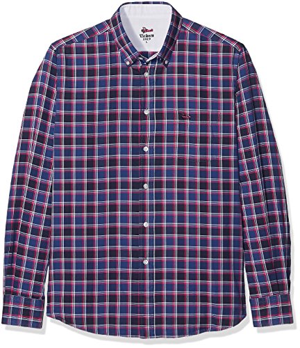 VICKERS Harvard 89 Camisa Casual, Multicolor (Marino/Cuadros Blanca/Rosa), 42 (Tamaño del Fabricante:XL/42) para Hombre