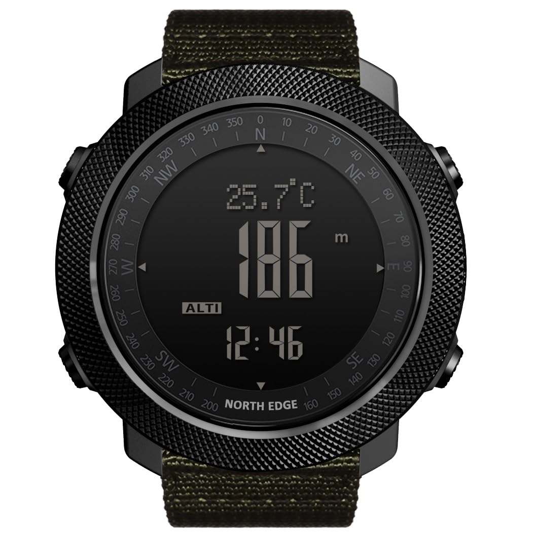 NORTH EDGE Mens Outdoor Sport Altimeter Barometer Compass Digital Military Watch: Apache, Green (B0D413H7XQ) Amazon Price History, Amazon Price Tracker