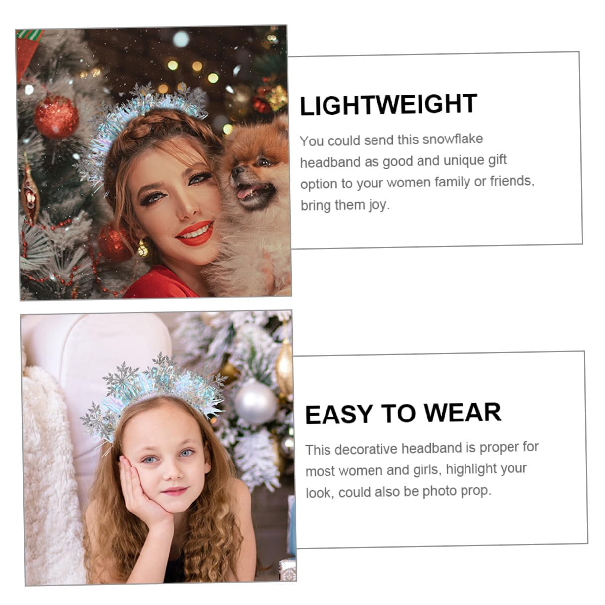 Beaupretty 3pezzi Fascia per Capelli Fiocchi di Fascia per Capelli Glitter per Feste di Natale Natalizi per Ragazza