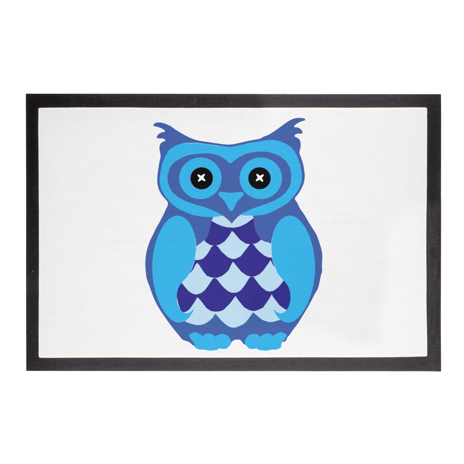 Paillasson Chouette Bleue grand tapis entrée design animaux 75x50