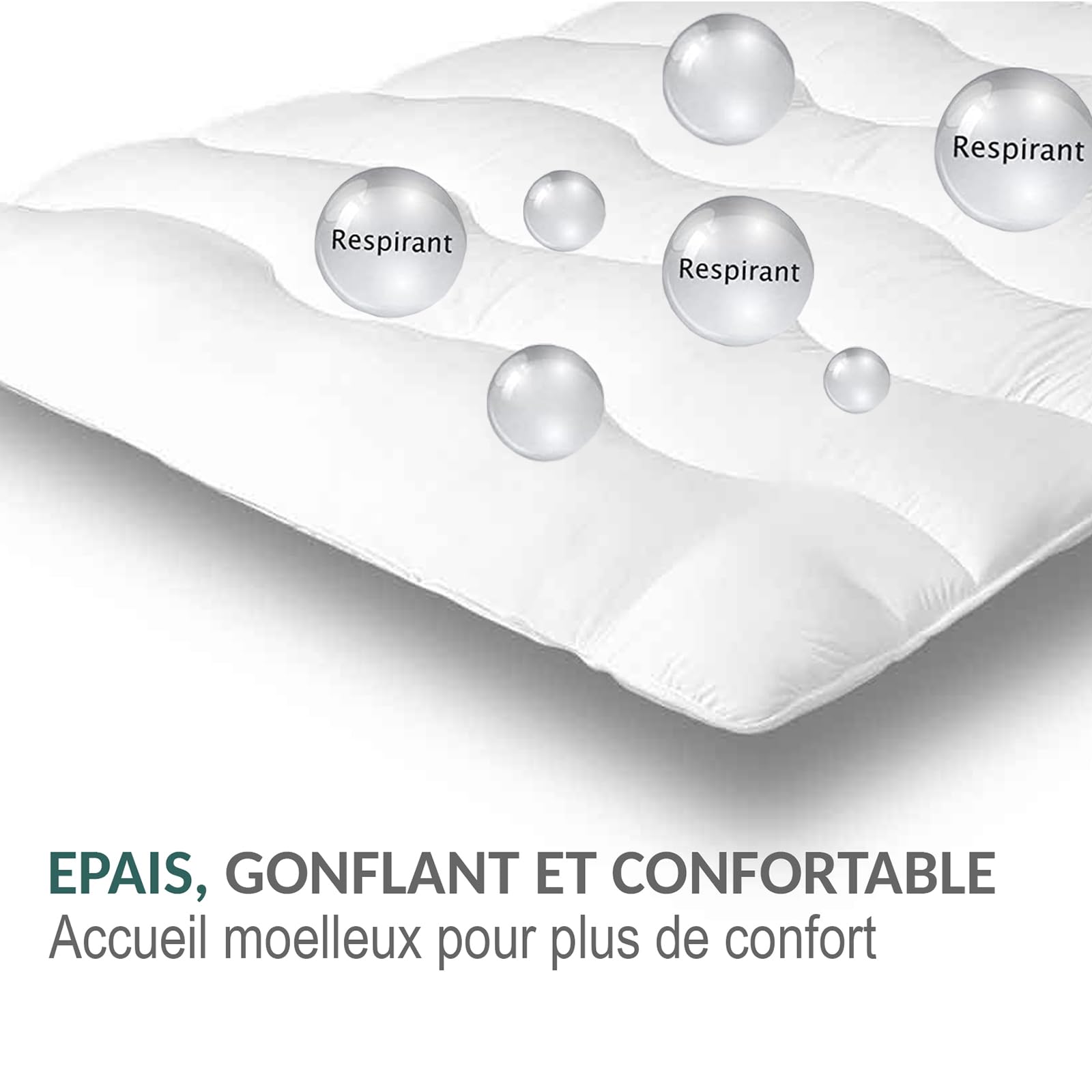 SAMPUR - Surmatelas Nuage | Protection et Confort du Matelas | Circulation optimale de l’air et Accueil Chaleureux (90x190)