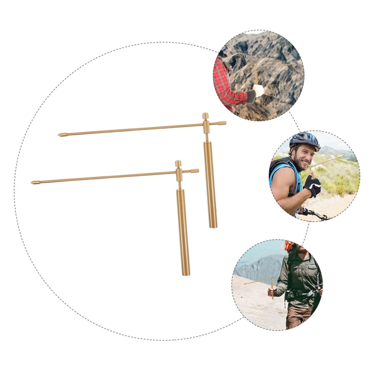 2pcs Copper Dowsing Rods Portable Water Divination Tools with Storage Bag for Detecting Water Minerals and Lost Objects