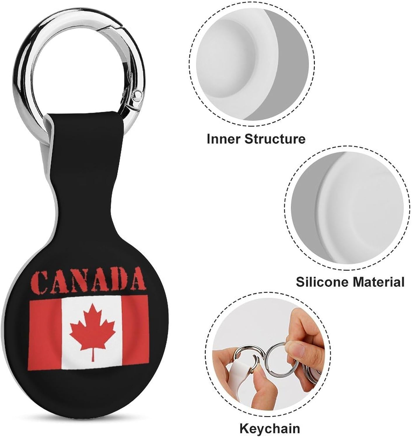 Canada Flag Funny Cover Compatible with AirTag Case Protector GPS Tracker Holder with Keychain