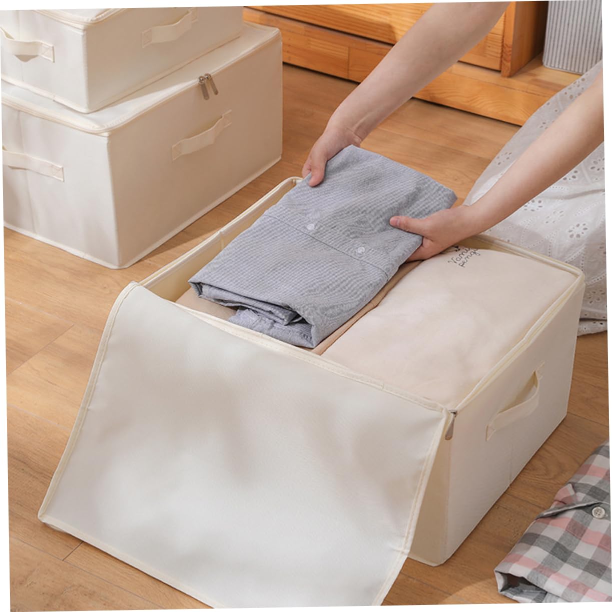 Kleiderbox Aufbewahrungsbox Faltbar Großes Fassungsvermögen Stoff Organizer Zusammenklappbar Sperrige Gegenstände Kleidung Decken Transport Aufbewahrung