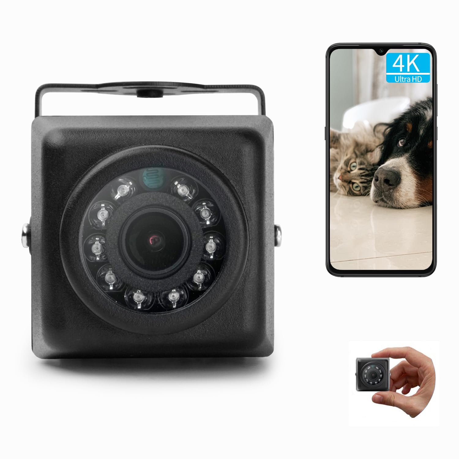 REVODATA 5MP Mini POE IP Camera, Outdoor IP65 Waterproof, Ultra HD 2880 x 1620, 940nm IR Night Vision, 3.6mm Lens 75°FOV, Motion Detection, APP/NVR/PC