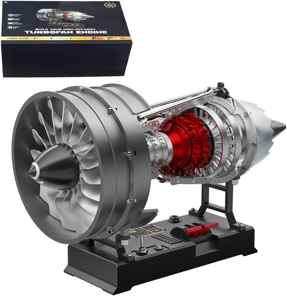 babominimer Turbofan Motor Model 1:20 Schaal, 3D Gedrukt Vliegtuig Motor Kit, Klassieke 21cm kleine turbofan motor model vliegtuigmotor