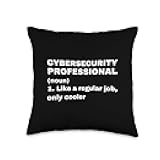 FUNNY CYBER SECURITY PRESENTS Funny Cybersecurity Professional Definition Joke Saying Throw Pillow, 16x16, Multicolor