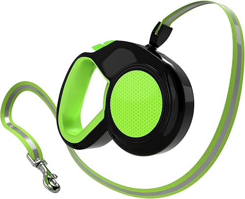 Correa retráctil duradera para perro con bloqueo de seguridad de 16 pies de longitud ajustable, agarre ergonómico y diseño sin enredos para perros