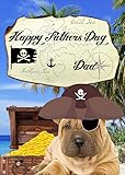 Tarjeta del Día del Padre Pb&fd131 Shar-Pei - Tarjeta de felicitación para cachorros, diseño de pirata, color azul