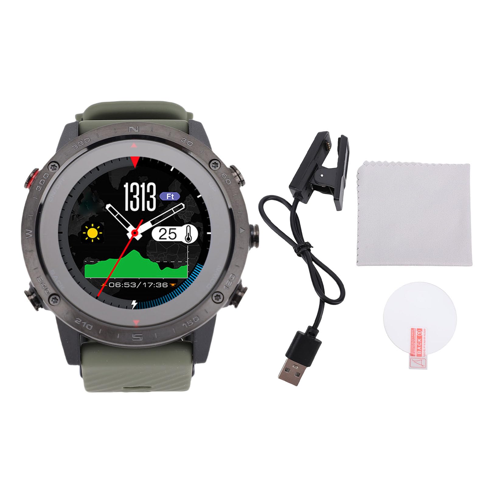 Orologio Intelligente Rotondo con Display da 1,3 Pollici - Orologio Sportivo Durevole per Immersioni e Nuoto - Materiale Leggero in Lega Ti - Ideale per attività All'aperto