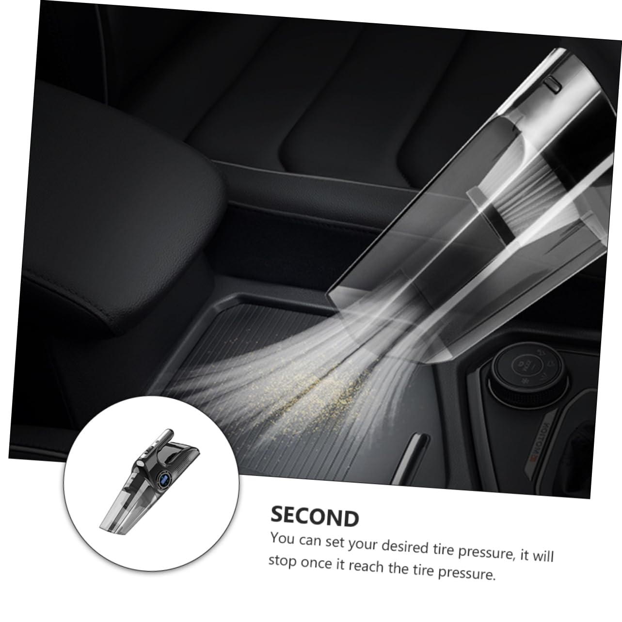 ABOOFAN 120W Car Vacuum Cleaner Air Pump with LED Light Tire Pressure Tester Handheld Vacuum for Car Cleaning Strong Suction Fast Inflation