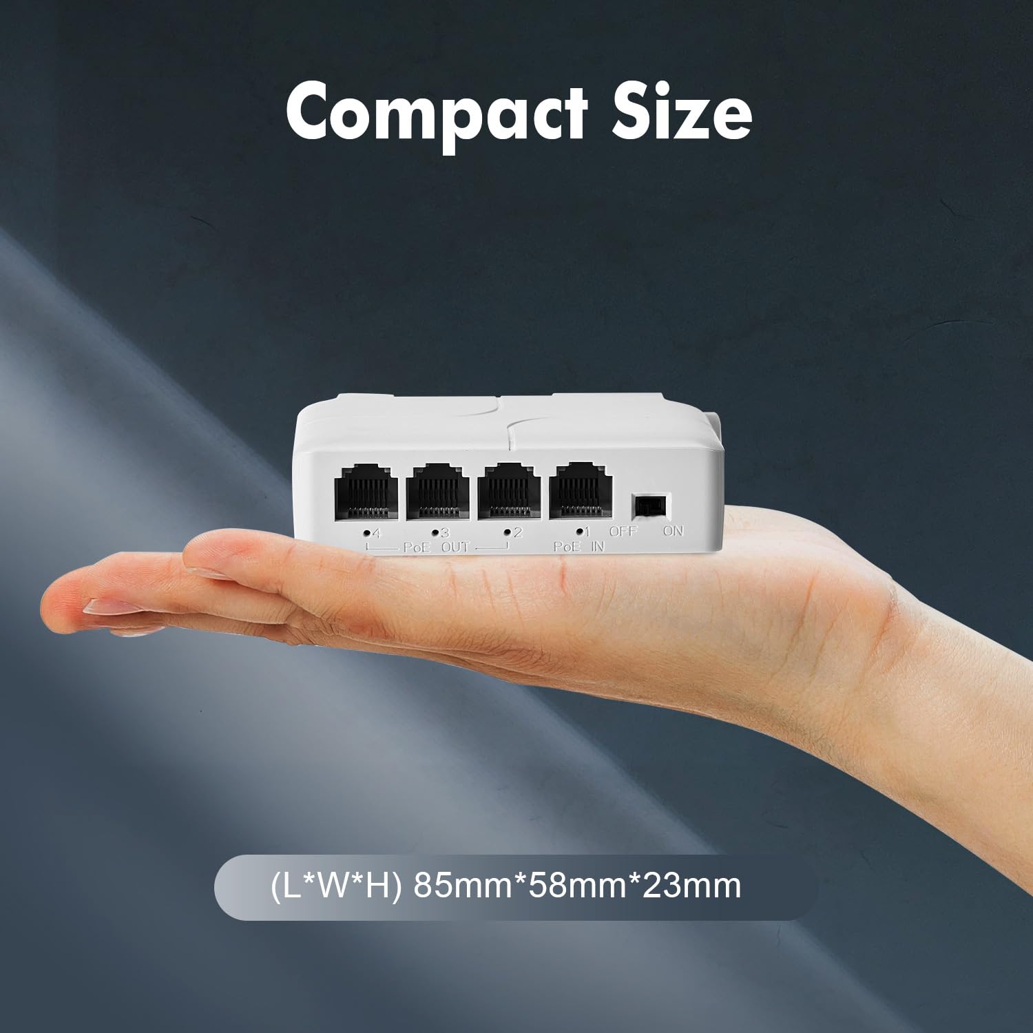 Extender PoE a 4 porte, 1 PoE in 3 uscite PoE, switch passthrough alimentato IEEE802.3af/at PoE, Ethernet 100Mbps, guida DIN e montaggio a parete