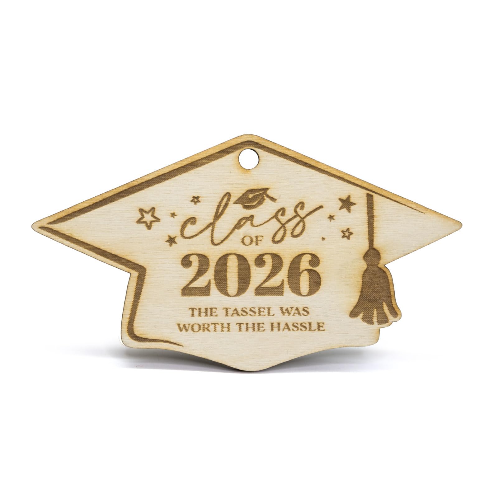 Summer‑Ray 25pcs Wooden Graduation Cap Tags – Class of 2026 Ornaments for Gifts, Favors & Graduation Décor
