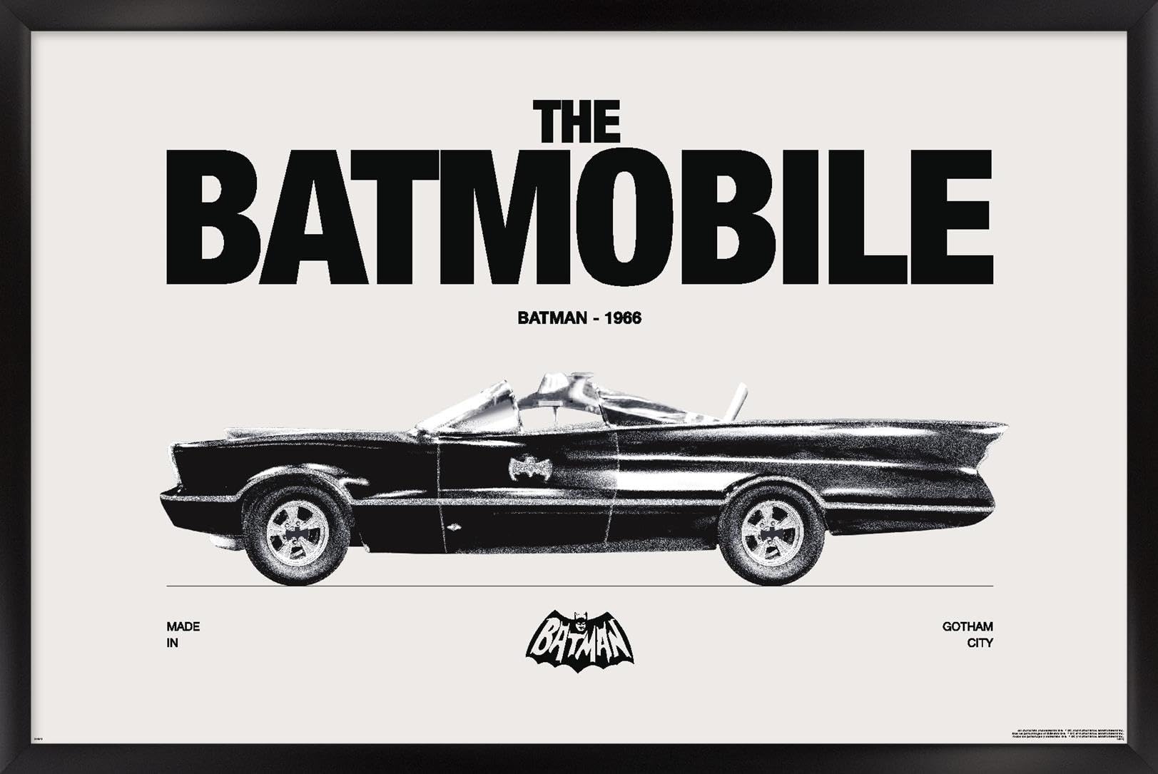 Trends International DC Comics Batman: 85th Anniversary - The Batmobile 1966 Wall Poster, 14.72" x 22.37", Black Framed Version