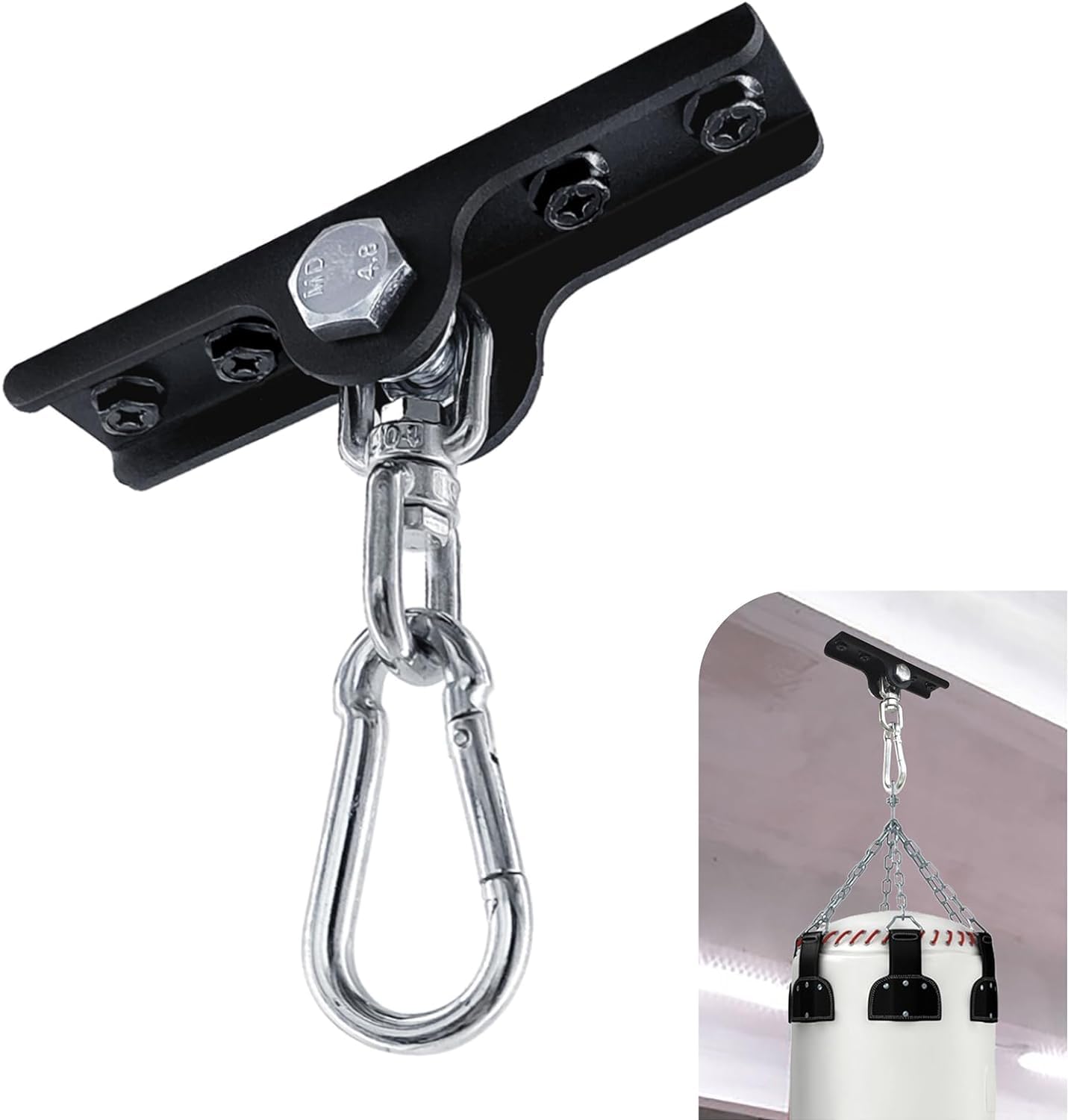 Heavy Bag Hanger - Heavy Duty Punching Bag Mount Hanger Bracket,360° Rotation Wall Ceiling Mount Wood Beam Hook for Boxing Muay Thai Training,Aerial Yoga Swing & Hammock