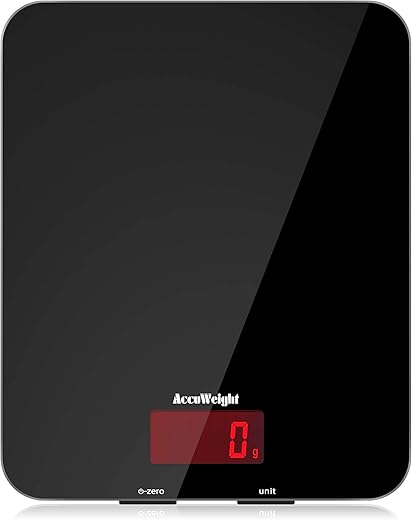 ACCUWEIGHT 201 Digital Kitchen Scales with Tempered Glass Platform (Batteries included), Electronic...