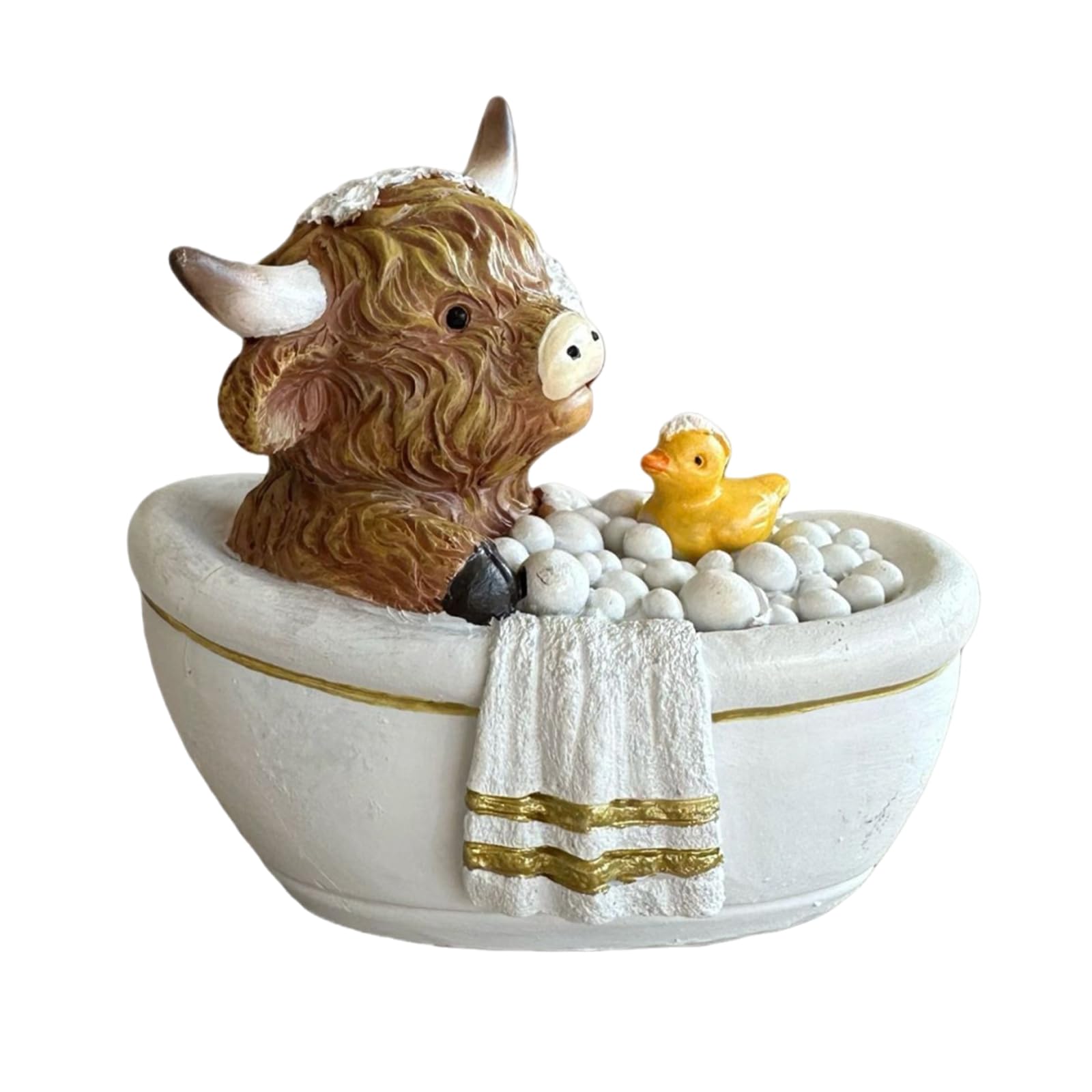 Kexpery Resin Highland Cow Vintage Decoration Statue for Bathroom and Minimalist Home