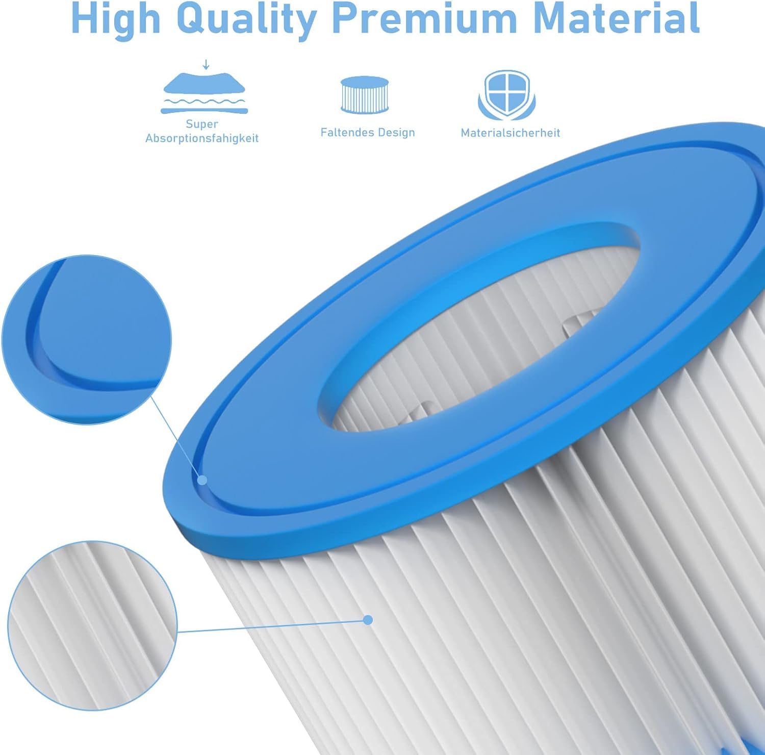 Spa Filter VI, 8 Stück Filterkartuschen VI für Bestway Miami, Monaco Lay-Z-Spa, Vegas, Palm Springs, Flowclear Pool Filter Ersetzt die Originalkartusche 58323