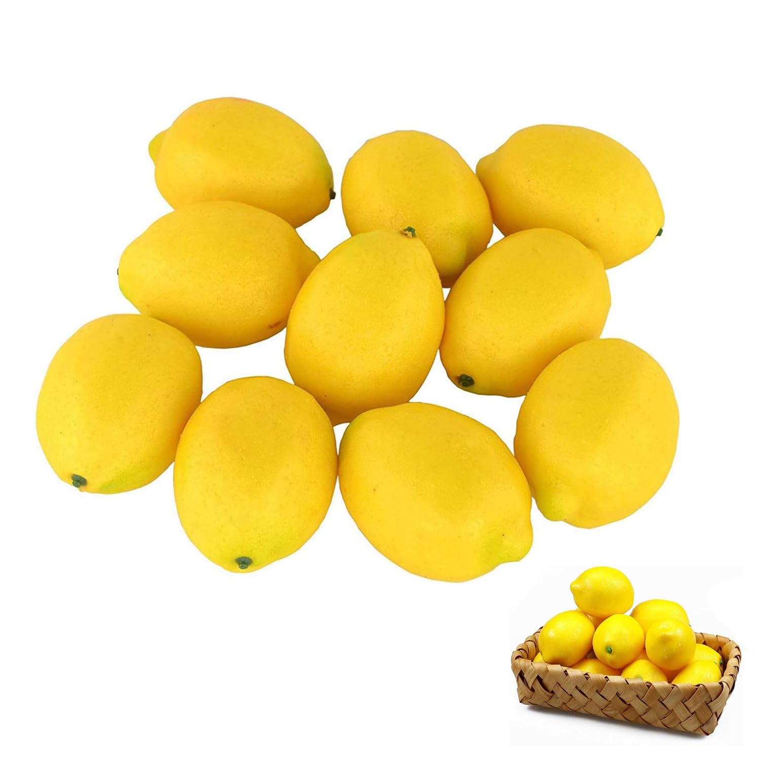JOYOLA 10 Pieces Artificia Fake Lemons, Artificial Lemon Yellow Fake Fruit Realistic Artificial Fruit for Display Kitchen Accessories for Home Party Ornament Craft Photography Props Gift