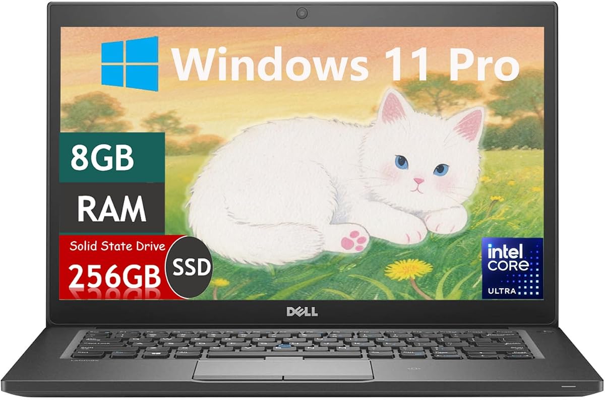Laptop empresarial Dell Latitude 7280, PC de 12,5", Windows 11 Pro (renovado) | Pantalla HD (1366x768), Core i5-6300, 2,4 GHz-3,0 GHz, 8 GB de RAM DDR4, SSD de 256 GB, cámara web