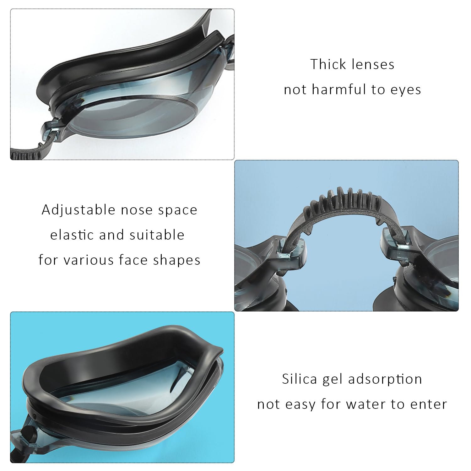 USHXVG 4-Piece Kids Swimming Goggles with 4 Sets of Nose Plugs and Ear Clips, Silicone Waterproof Goggles - Image 3
