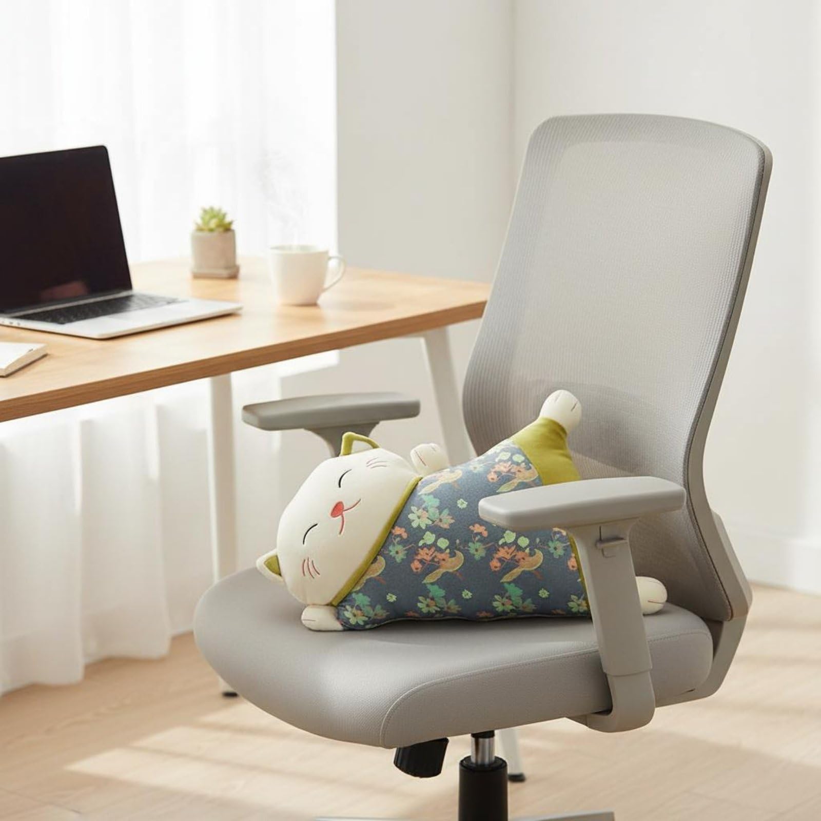 Katzenkissen Kissen Dekokissen Sofakissen in Dekorativer Katzenfigur mit Pflegeleichtem Materialmix Und Angenehmer, Braun, Klassisch, Nicht Abnehmbar Und Nicht Waschbar