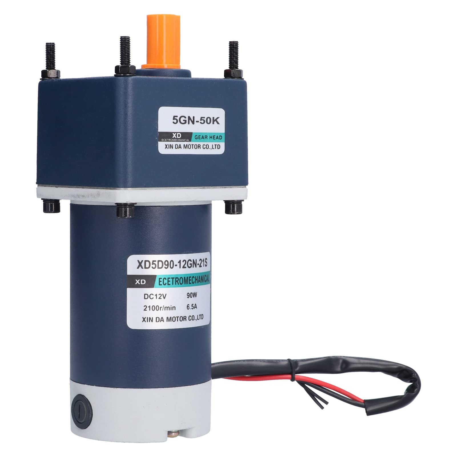 Motorreductor de Engranajes de 12V CC 90W, CW CCW 10-600 RPM (50K)