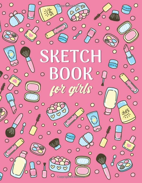 Sketchbook For Girls: Blank Pages With Border For Drawing Sketching Large (8.5 x 11) -108 Pages Sketch Book For Girls, Teens, Kids
