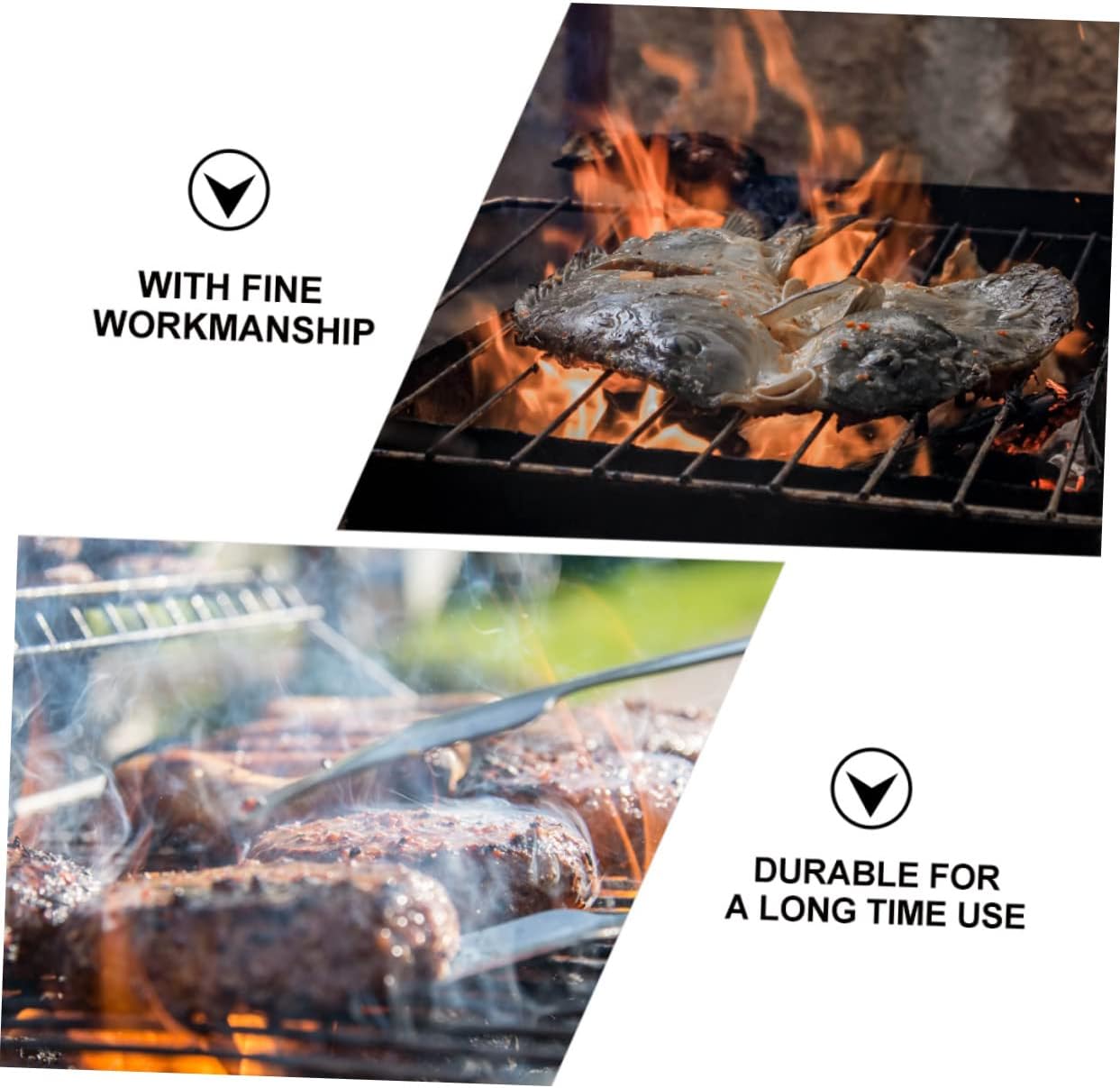 Stainless Steel Charcoal Clip Solid Beech Wood Handle BBQ Charcoal Tongs for Outdoor Grilling and Campfire Cooking Heavy Duty Firewood Tong for Fire Pit