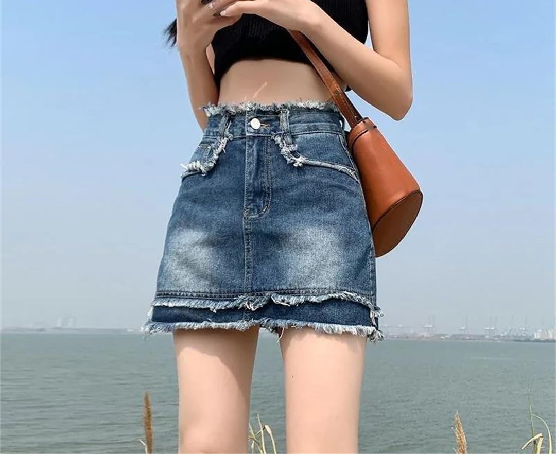 Gonna da donna Mini Streetwear Jeans Gonne Estate Vintage A-Word Tasca Pantaloni Hip Gonne