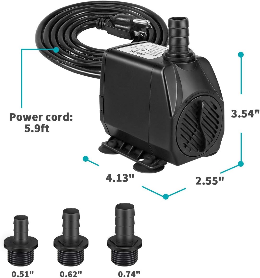 Exсluѕіvе Dіѕсоunt 50% Prісе Winkeyes 675GPH Fountain Pump, 45W Outdoor Fountain Pump with Anti Dry Burning, Ultra Quiet Submersible Pond Pump with 8.2ft High Lift, 5.9ft Power Cord, 3 Nozzles