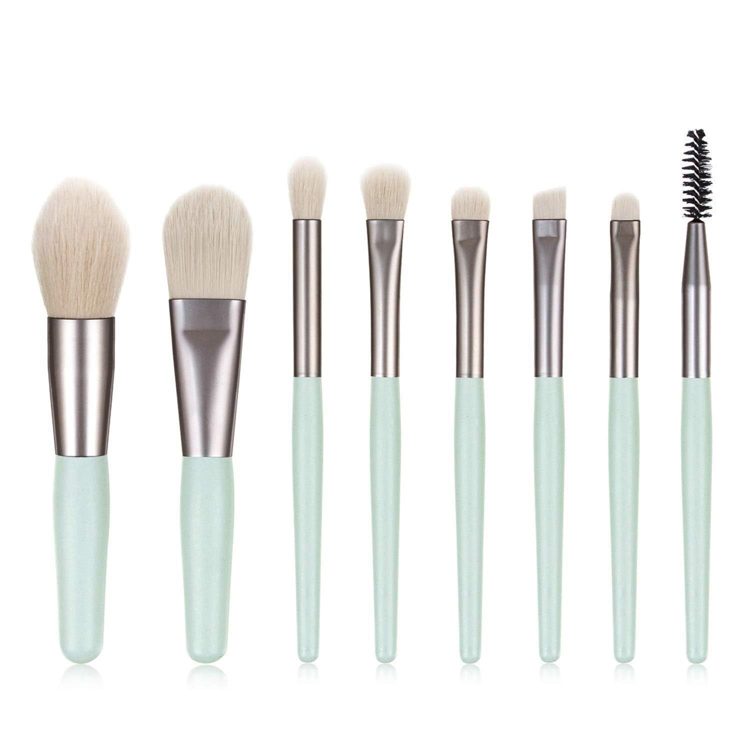 makeup brushes, makeup brush set mini, 8 pcs travel make up brush kit, cosmetic brushes for face foundation blush eye shadow