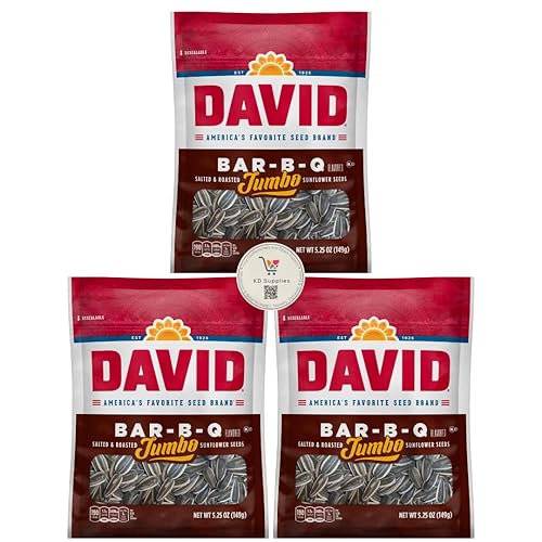 David's Semillas de girasol saladas y tostadas, (paquete de 3) bolsas de 5.25 onzas (barbacoa)