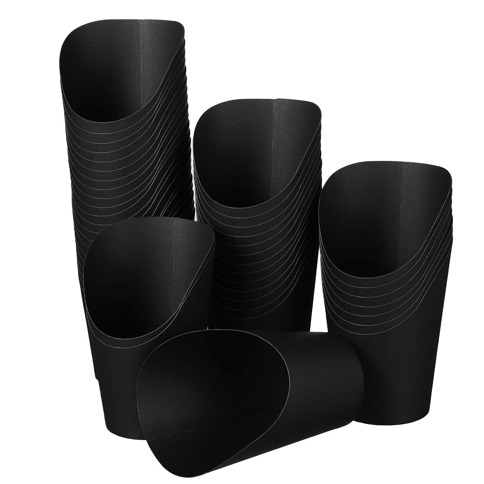 Wiederverwendbar Papier Snackbecher mit Abgeschrägtem Öffnungsdesign 100 Stück Schwarze 14oz als Vorspeisenbecher und Snackbehälter für Food Trucks und Zuhause