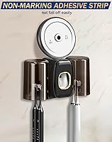 Vista 7 de Dispensador de pasta de dientes con montaje en pared y soporte para cepillo de dientes, WAYCOM exprimidor automático de pasta de dientes, soporte