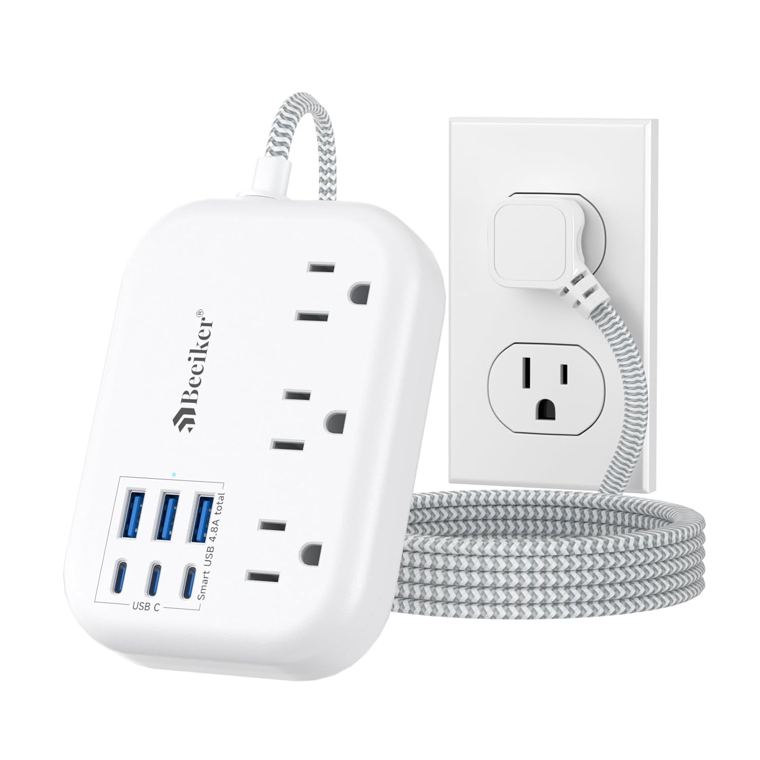 6 USB 3 USB C Power Strip- Travel Power Strip with 6 USB Desktop Charging Station 24W 4