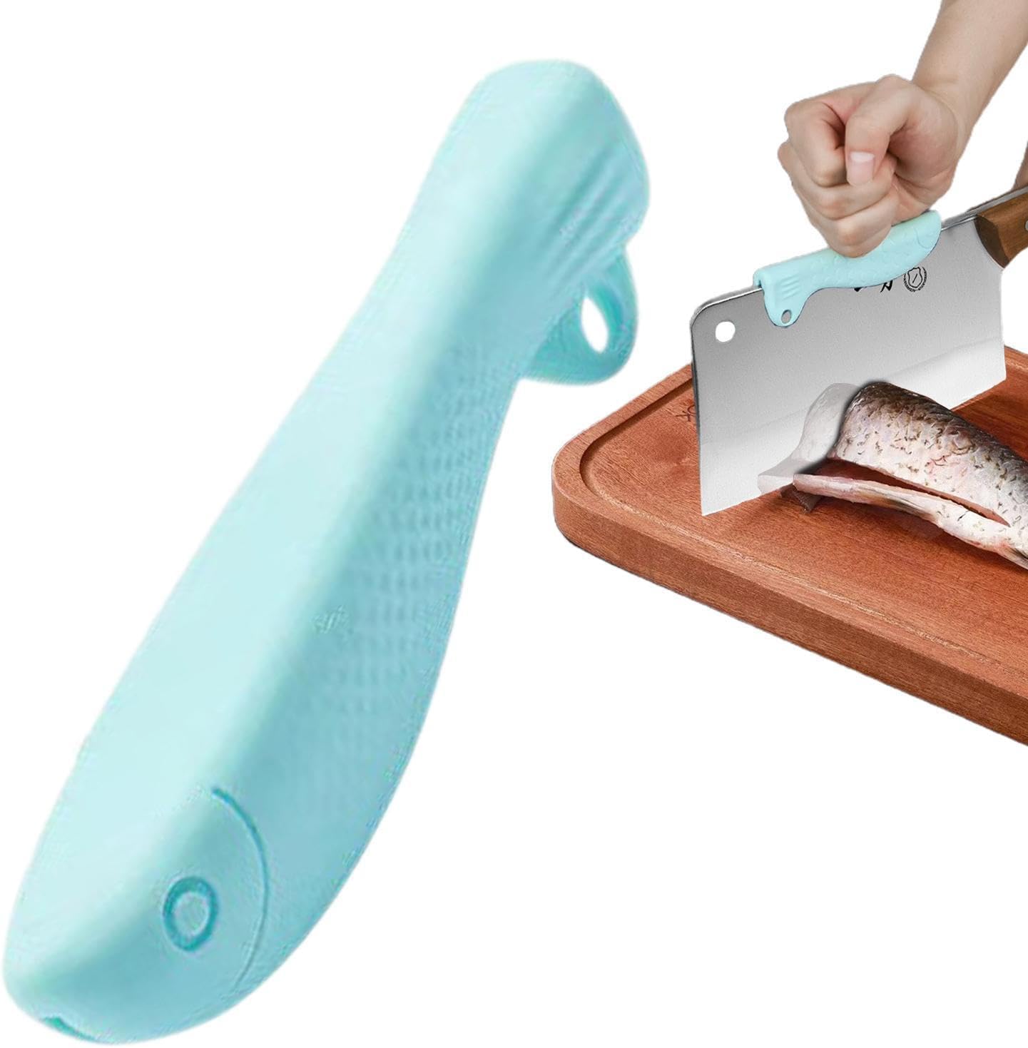 DHRUSIMI 2 Pcs Silicone Knife Guard Silicone Kitchen Knife Back Protector Cover Thickened Universal Hand Guard, Anti-wear and Cut Hands Artifact, Bone Chopping Hammer Protection (2)-image-48
