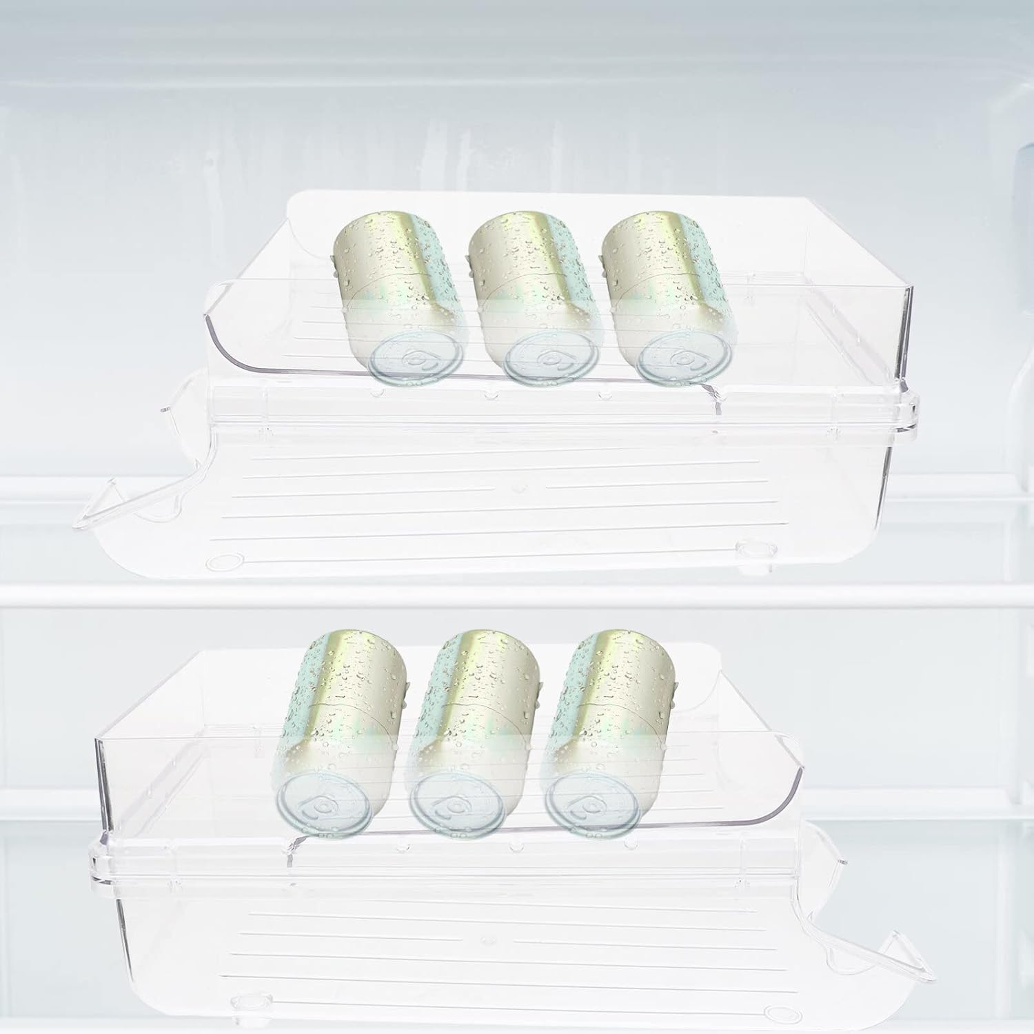 Kichvoe Beverage Can Holder Stackable and Transparent Drinks Organizer for Fridge Multi-Function Can Storage for Kitchen and Pantry Effortless Access for Soda and Beer