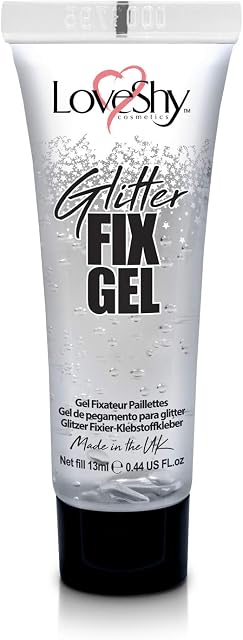 Glitter Fix Gel by LoveShy Cosmetics - Vegan Face and Body Adhesive Primer glue for glitter, eye shadow, pigment, eye dust application