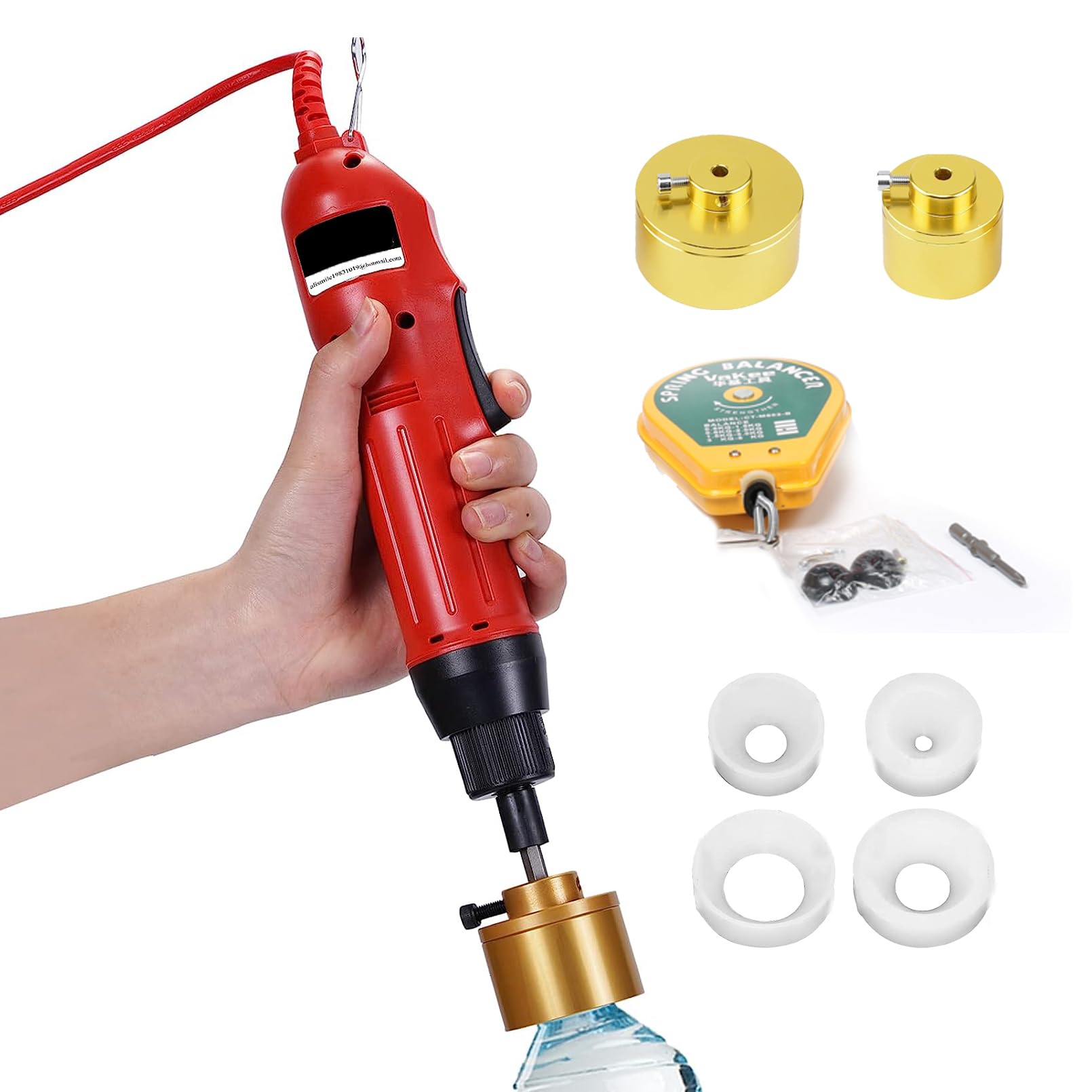 Machine de capsulage de bouteilles électrique, design manuel avec poignée en caoutchouc antidérapante pour une fermeture sécurisée de bouchons de 10 à 50 mm